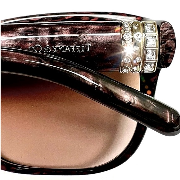 Nwt, Authentic Tiffany & Co. 8160/3B Elegant Pearl Brown Marbled Sunglasses - Picture 2 of 16